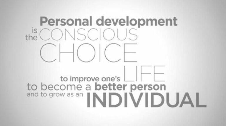 Text emphasizing personal development as a conscious choice to improve life and grow as an individual.